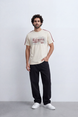 Men's Statement Graphic T-Shirt Contrast Shoulder Tape