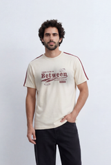 Men's Statement Graphic T-Shirt Contrast Shoulder Tape