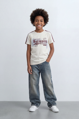 Boy's Graphic T-Shirt Contrast Shoulder Tape Casual Style