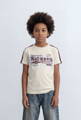 Boy's Graphic T-Shirt Contrast Shoulder Tape Casual Style