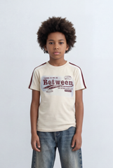 Boy's Graphic T-Shirt Contrast Shoulder Tape Casual Style