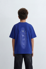 Boy's Back Graphic T-Shirt Artistic Vertical Print