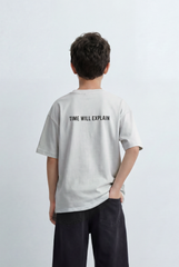 Boy's Oversized Graphic T-Shirt It’s Time Front Print