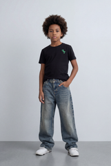 Boy's Dino Embroidery T-Shirt Soft Cotton Slim Fit Casual Style