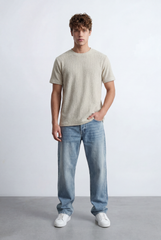Men’s Open Knit T-Shirt Airy Texture Weave Design