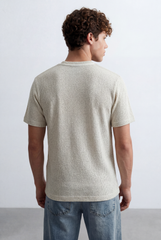Men’s Open Knit T-Shirt Airy Texture Weave Design
