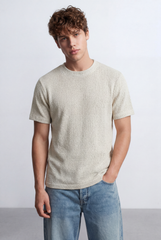 Men’s Open Knit T-Shirt Airy Texture Weave Design