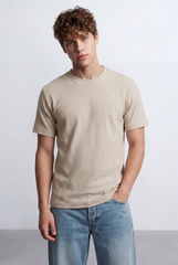 Men’s Textured Knit T-Shirt Ripple Pattern Surface