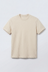Men’s Textured Knit T-Shirt Ripple Pattern Surface