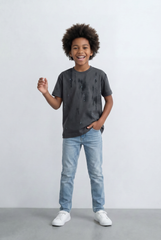 Boy's Washed Graphic T-Shirt Paint Splash Detail
