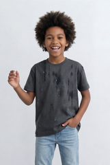 Boy's Washed Graphic T-Shirt Paint Splash Detail