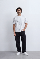 Men’s Abstract Wash T-Shirt Paint Effect Print
