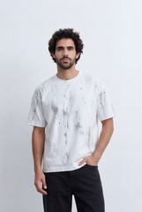 Men’s Abstract Wash T-Shirt Paint Effect Print