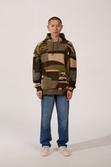Men’s Camo Hoodie Slim Fit Visual Blocking