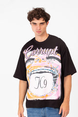 Men’s Graphic Bold Front CK9 Artwork Large Mouth Print T-Shirt