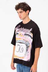 Men’s Graphic Bold Front CK9 Artwork Large Mouth Print T-Shirt