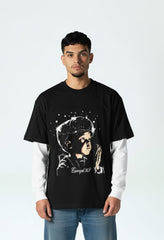 Men’s Graphic T-Shirt Double Sleeve Look Oversized