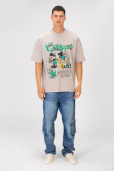 Men’s Oversized Graphic T-Shirt Cartoon Drip Logo Detail