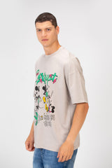 Men’s Oversized Graphic T-Shirt Cartoon Drip Logo Detail
