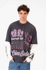 Men’s CK9 T-Shirt Graphic Double Sleeve Artwork Bold Typography