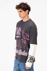 Men’s CK9 T-Shirt Graphic Double Sleeve Artwork Bold Typography