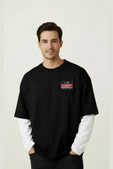 Men’s Label Graphic T-Shirt Layered Sleeve Look Oversized