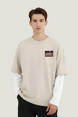 Men’s Label Graphic T-Shirt Layered Sleeve Look Oversized