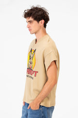 Men’s Graphic Street Raw Cut Sleeves Bold Dog Print T-Shirt