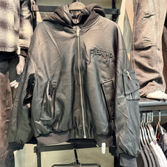 Tomatos Men's Hooded Faux Leather Jacket