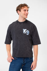 Men’s Back Graphic T-Shirt Acid Wash Finish Multi Logo