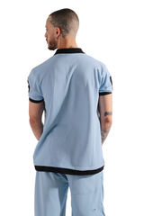 Men’s Sport Polo T-Shirt Collar Detail Embroidered Chest Badges