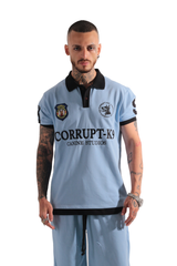 Men’s Sport Polo T-Shirt Collar Detail Embroidered Chest Badges