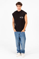 Men’s Sleeveless Cut Clean Front Look Small Chest Logo T-Shirt