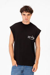 Men’s Sleeveless Cut Clean Front Look Small Chest Logo T-Shirt