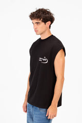 Men’s Sleeveless Cut Clean Front Look Small Chest Logo T-Shirt