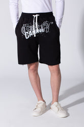 Men’s Raw Hem Cutoff Edge Bold Logo Print CK9 Short