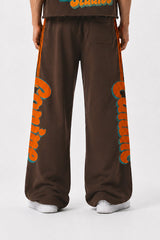 Tomatos Men's Wide-Leg Varsity Sweatpants | Brown Pants