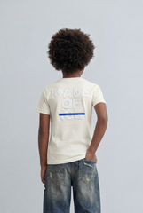 Boy's Back Graphic T-Shirt Raised Typography Casual Everyday Style