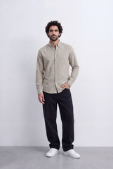 Men’s Linen Blend Shirt Button Down Slim Fit Smart Casual