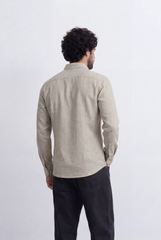 Men’s Linen Blend Shirt Button Down Slim Fit Smart Casual