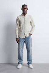 Men’s Tailored Slim Fit Linen Blend Shirt