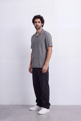 Men’s Resort Collar Shirt Textured Stripe Detail