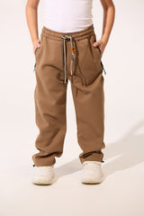 Wide Leg Side Zip Pockets Tomato Boys Sweatpants