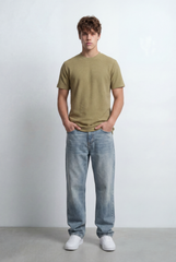 Men’s Fine Ribbed Surface Detail Basic Feel T-Shirt