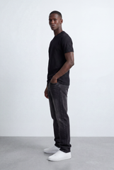 Men’s Structured Knit T-Shirt Grid Texture Surface