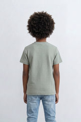 Boy's Textured Stripe T-Shirt Round Basic
