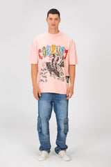 Men’s Oversized Graphic T-Shirt Front And Back Graffiti