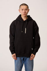 Men’s Draw Cord Hood Oversize Hoodie in black by tomato store, featuring a relaxed fit and soft fabric.