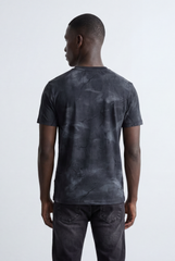 Men’s Acid Wash T-Shirt Crack Texture Print Slim Fit
