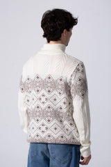Pattern Knit Men Sweater High Neck